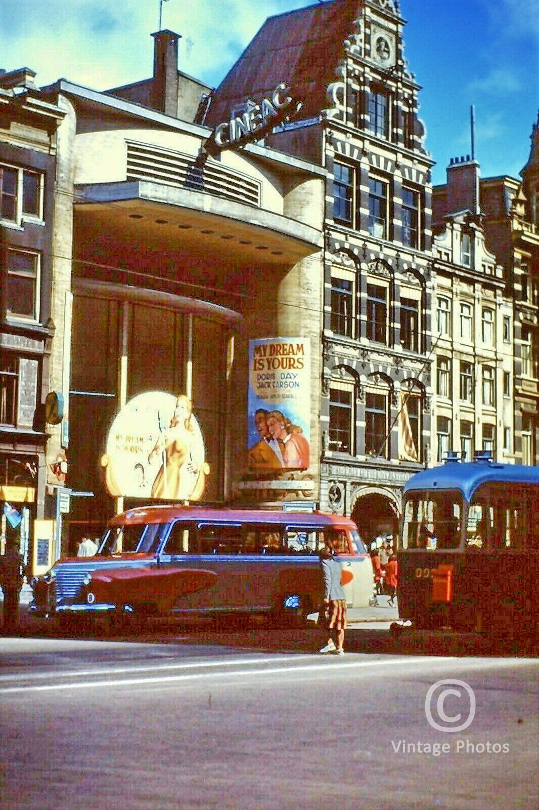 1949 Amsterdam Movie Theatre CINEAC - DORIS DAY AND JACK CARSON MOVIE THEATRE - BUS - TRAM